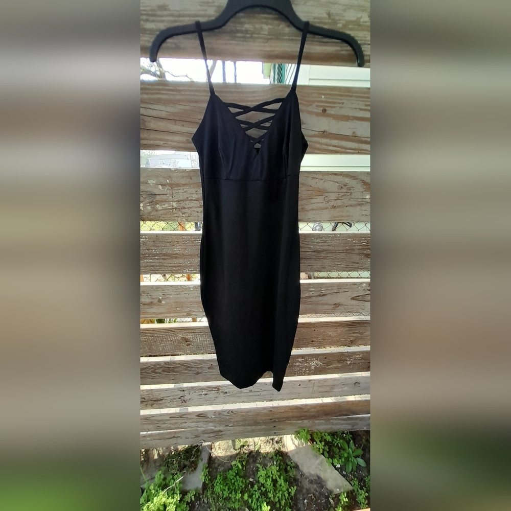 🍀Solemio Los Angeles black spaghetti strap womens dress small
